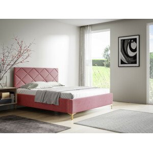 Eka Čalouněná postel DIAMOND+ 120x200 cm Barva látky Trinity: (2319) Světlá růžová, Úložný prostor: S dřevěným rámem úložného prostoru