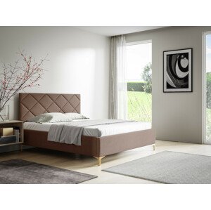Eka Čalouněná postel DIAMOND+ 140x200 cm Barva látky Trinity: (2305) Tmavá béžová, Úložný prostor: S dřevěným rámem úložného prostoru