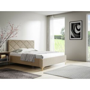 Eka Čalouněná postel DIAMOND+ 160x200 cm Barva látky Trinity: (2302) Krémová, Úložný prostor: S dřevěným rámem úložného prostoru