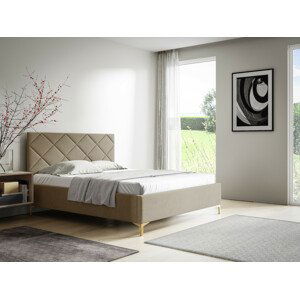 Eka Čalouněná postel DIAMOND+ 160x200 cm Barva látky Trinity: (2303) Světlá béžová, Úložný prostor: S dřevěným rámem úložného prostoru