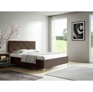 Eka Čalouněná postel DIAMOND+ 160x200 cm Barva látky Trinity: (2308) Tmavá hnědá, Úložný prostor: S dřevěným rámem úložného prostoru
