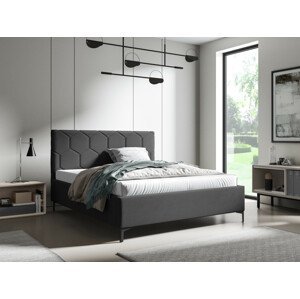 Eka Čalouněná postel MEDOX+ 90x200 cm Barva látky Trinity: (2315) Tmavá šedá, Úložný prostor: S dřevěným rámem úložného prostoru