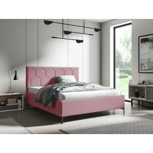 Eka Čalouněná postel MEDOX+ 90x200 cm Barva látky Trinity: (2319) Světlá růžová, Úložný prostor: S dřevěným rámem úložného prostoru