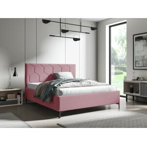 Eka Čalouněná postel MEDOX+ 140x200 cm Barva látky Trinity: (2319) Světlá růžová, Úložný prostor: S dřevěným rámem úložného prostoru