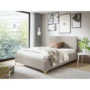 Eka Čalouněná postel SMART+ 90x200 cm Barva látky Trinity: (2301) Krémová bíla, Úložný prostor: S dřevěným rámem úložného prostoru
