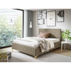 Eka Čalouněná postel SMART+ 90x200 cm Barva látky Trinity: (2303) Světlá béžová, Úložný prostor: S dřevěným rámem úložného prostoru