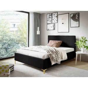 Eka Čalouněná postel SMART+ 90x200 cm Barva látky Trinity: (2316) Černá, Úložný prostor: S dřevěným rámem úložného prostoru