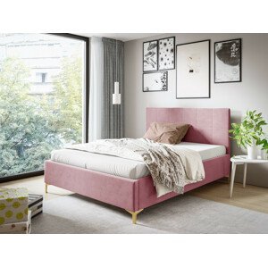 Eka Čalouněná postel SMART+ 90x200 cm Barva látky Trinity: (2319) Světlá růžová, Úložný prostor: S dřevěným rámem úložného prostoru