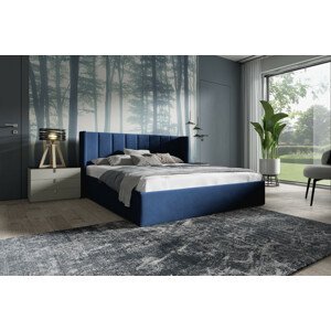 Eka Čalouněná postel EVEREST - Kronos 90x200 cm Barva látky: Modrá (09), Úložný prostor: S dřevěným rámem úložného prostoru