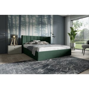 Eka Čalouněná postel EVEREST - Kronos 90x200 cm Barva látky: Smaragdová (19), Úložný prostor: S dřevěným rámem úložného prostoru