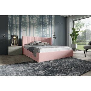 Eka Čalouněná postel EVEREST - Kronos 140x200 cm Barva látky: Světlá růžová (52), Úložný prostor: S dřevěným rámem úložného prostoru