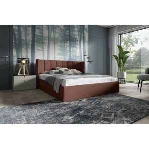 Eka Čalouněná postel EVEREST - Kronos 160x200 cm Barva látky: Hnědá (28), Úložný prostor: S dřevěným rámem úložného prostoru