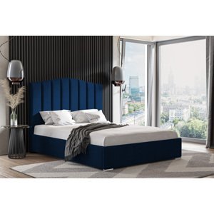 Eka Čalouněná postel MARGOT - Kronos 90x200 cm Barva látky: Tmavá modrá (09), Úložný prostor: S kovovým rámem úložného prostoru
