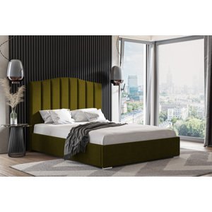 Eka Čalouněná postel MARGOT - Kronos 90x200 cm Barva látky: Olivová (17), Úložný prostor: S dřevěným rámem úložného prostoru