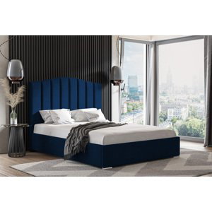 Eka Čalouněná postel MARGOT - Kronos 160x200 cm Barva látky: Tmavá modrá (09), Úložný prostor: S dřevěným rámem úložného prostoru