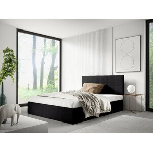 Eka Čalouněná postel SMART 90x200 cm Barva látky Trinity: (2316) Černá, Úložný prostor: Bez úložného prostoru