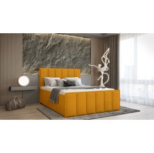 SFAB Kontinentální čalouněná postel VERONA (140x200 cm) Látka Velutto: Velutto 08 - Hořčicová
