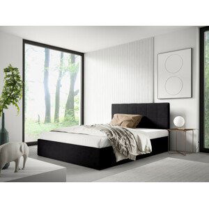Eka Čalouněná postel SMART 160x200 cm Barva látky Trinity: (2316) Černá, Úložný prostor: Bez úložného prostoru