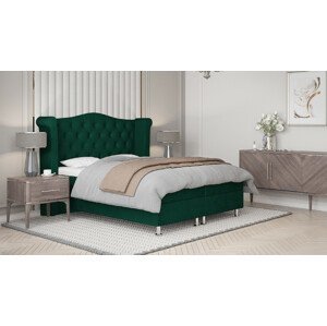SFAB Kontinentální čalouněná postel SATURN (120x200 cm) Barva látky: Láhvově zelená (Monolith 37)