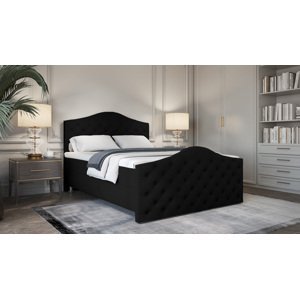 SFAB Kontinentální čalouněná postel ROMA (160x200 cm) Látka Velutto: Velutto 20 - Černá