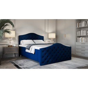 SFAB Kontinentální čalouněná postel ROMA (160x200 cm) Látka Velutto: Velutto 25 - Námořnická modř