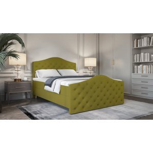 SFAB Kontinentální čalouněná postel ROMA (160x200 cm) Látka Velutto: Velutto 09 - Olivová