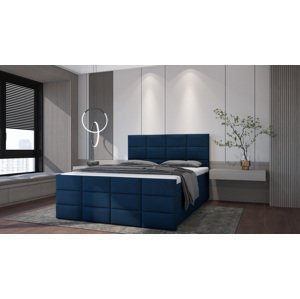 SFAB Kontinentální čalouněná postel POSITANO (160x200 cm) Látka Velutto: Velutto 11 - Modrá