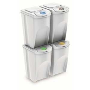 PRO Sada 4 odpadkových košů SORTIBOX IV bílá, objem 4x35L