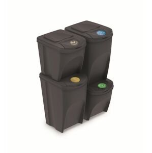 PRO Sada 4 odpadkových košů SORTIBOX V antracit, objem 2x25l a 2x35l