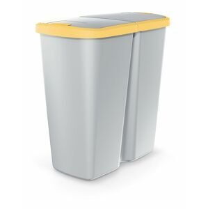PRO Odpadkový koš COMPACTA Q DUO popelavý se žlutým víkem, objem 45l