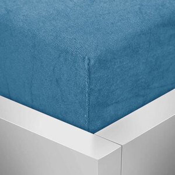 DT Bavlněné prostěradlo FROTÉ 180x200 cm s gumou - modrá