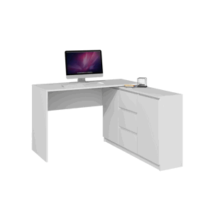 TPS Rohový psací stůl PLUS s komodou 120 cm 2D3S - Bílý mat