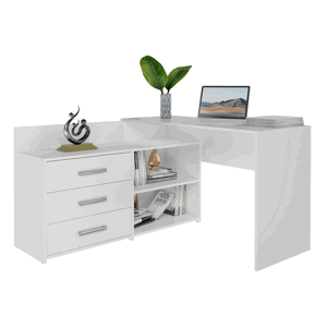 TPS Rohový psací stůl + komoda DENIS 120 cm - Bílý mat