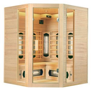 Juskys Infračervená sauna/tepelná kabina Nyborg E150V s plným spektrem, panelovými radiátory a dřevem Hemlock