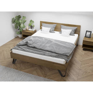 Dubová postel Tero Classic 140x200 cm, dekor-ořech, dub, masiv