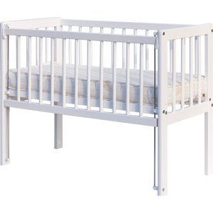 Dětská postýlka k posteli rodičů BABY Scarlett II - bílá (borovice), st. bok - 90 x 41 cm