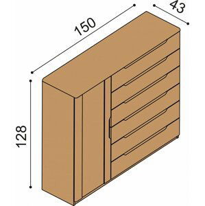 Komoda JELÍNEK FLABO 3DZ6 Materiál: Dub, Moření: Přírodní