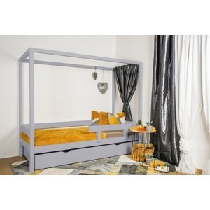 Vyspimese.CZ Dětská postel Míša se zábranou-jeden šuplík Rozměr: 80x160 cm, Barva: šedá