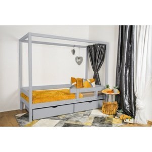Vyspimese.CZ Dětská postel Míša se zábranou-dva šuplíky Rozměr: 80x160 cm, Barva: šedá