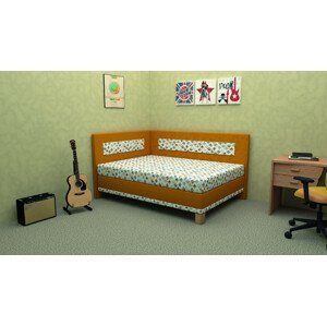 Rohová čalouněná postel LIZ s úložným prostorem a matrací Rozměr: 90x200 cm, Potahová látka: ALFA8