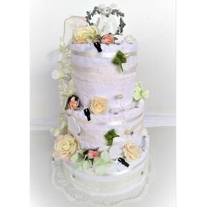 VER Textilní dort třípatrový svatební bílá růže