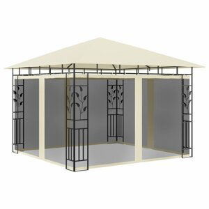 Zahradní altán s moskytiérou 3 x 3 m Dekorhome Krémová,Zahradní altán s moskytiérou 3 x 3 m Dekorhome Krémová