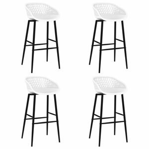 Barové židle 4 ks plast / kov Dekorhome Bílá,Barové židle 4 ks plast / kov Dekorhome Bílá