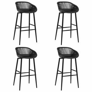 Barové židle 4 ks plast / kov Dekorhome Černá,Barové židle 4 ks plast / kov Dekorhome Černá