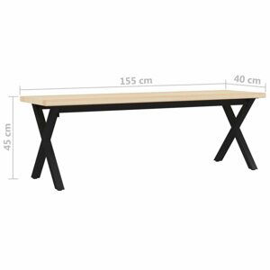 Lavice hnědá / černá Dekorhome 155 cm,Lavice hnědá / černá Dekorhome 155 cm