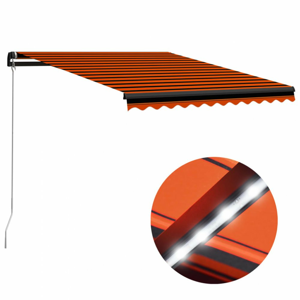Ručně zatahovací markýza s LED světlem 350x250cm Dekorhome Oranžová