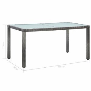 Zahradní stůl šedý polyratan / sklo Dekorhome 150x90x75 cm,Zahradní stůl šedý polyratan / sklo Dekorhome 150x90x75 cm