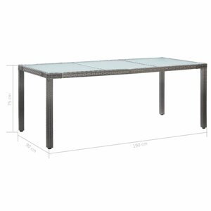 Zahradní stůl šedý polyratan / sklo Dekorhome 190x90x75 cm,Zahradní stůl šedý polyratan / sklo Dekorhome 190x90x75 cm
