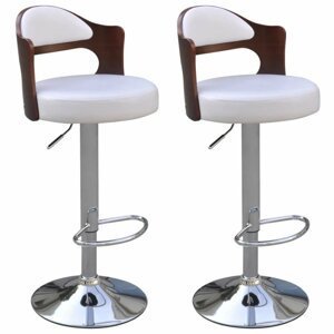 Barové židle 2 ks umělá kůže / dřevo / kov Dekorhome Bílá,Barové židle 2 ks umělá kůže / dřevo / kov Dekorhome Bílá