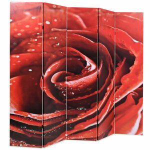 Paravan červená růže Dekorhome 200x170 cm (5-dílný),Paravan červená růže Dekorhome 200x170 cm (5-dílný)